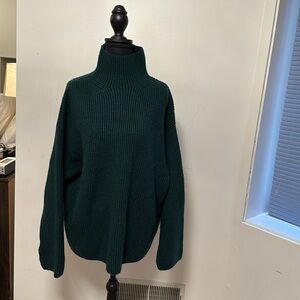 H&M Green Ribbed Knit Sweater Large size high neck